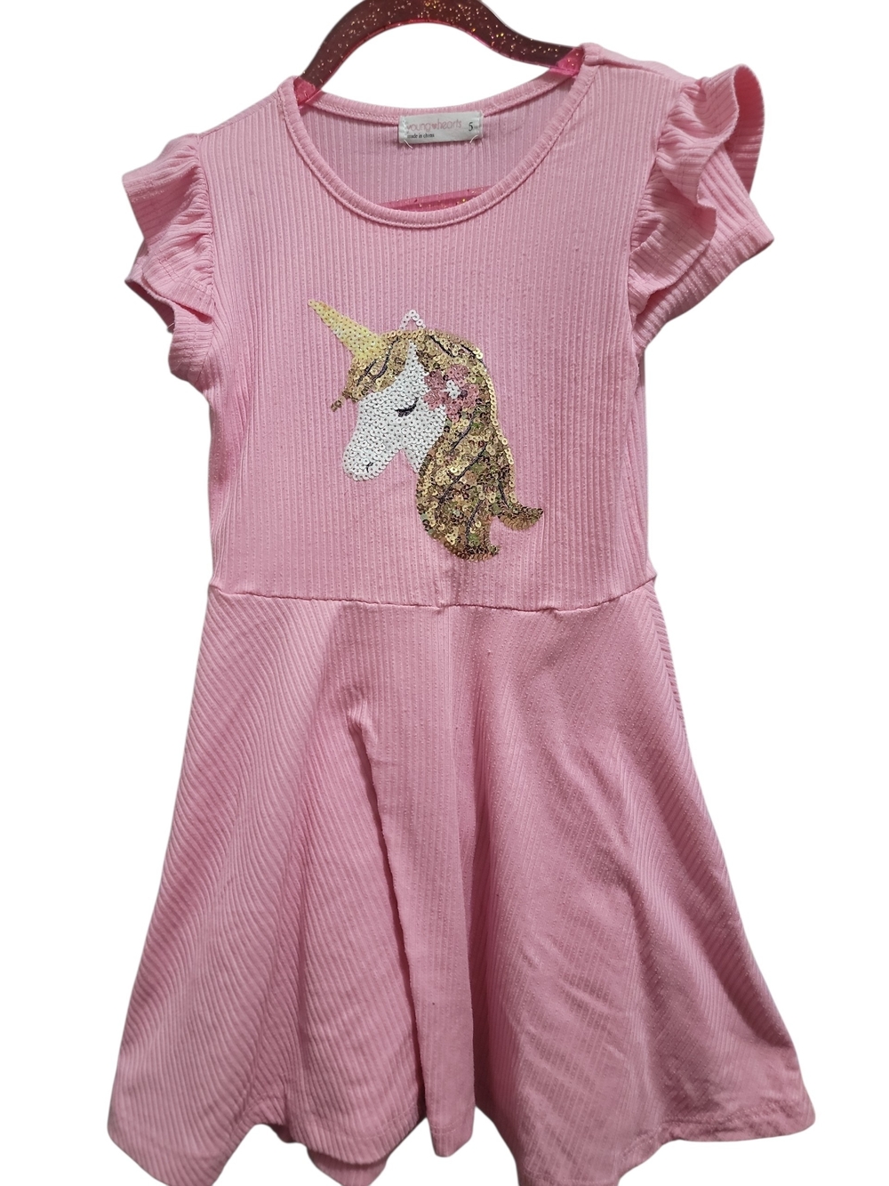 Toddler Girl Pink Unicorn Sequin Dress